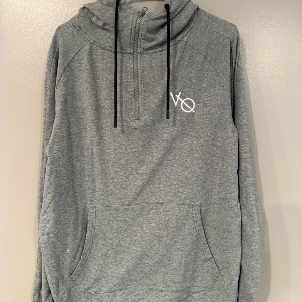 Gray Athletic Sweatshirt With Drawstring Hood - image 1